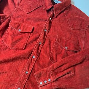 VTG 70s Woolrich Pearl Snap Chamois Western Shirt Men’s XL Heavy Flannel Orange
